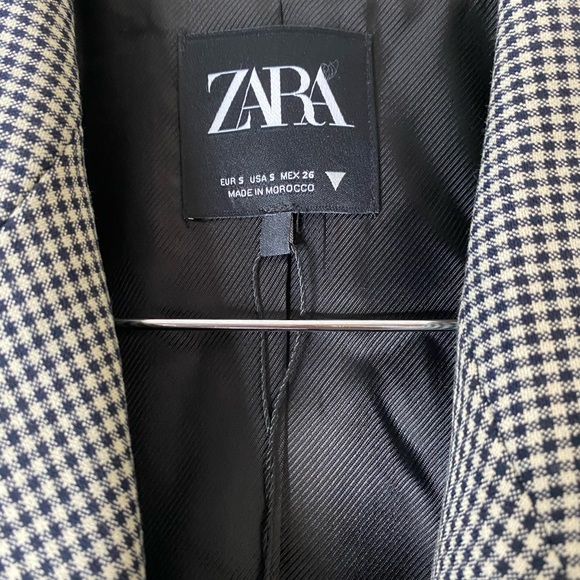 Zara Checked Double Breasted Blazer Size Small - Picture 3 of 7